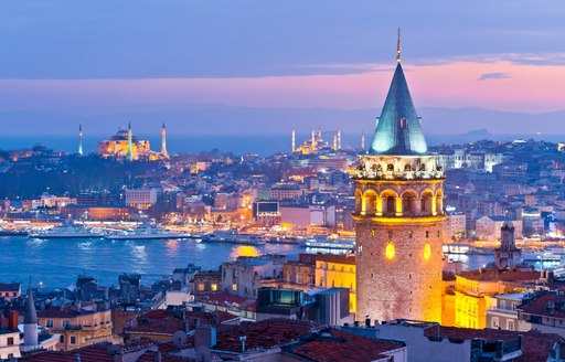 The cosmopolitan city of Istanbul in Turkey at sunset