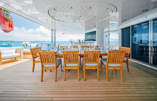Superyacht charter AS YOU WISH alfresco dining setup