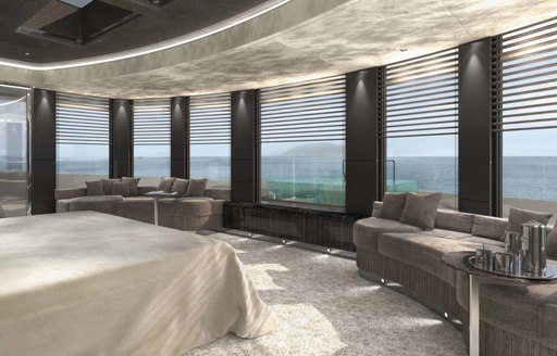 master suite with sweeping views on board motor yacht SOLO