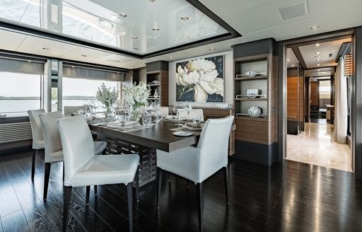 Charter yacht LADY MRD interior dining area