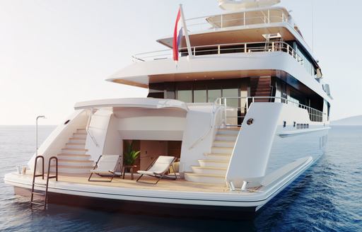 Swim platform and entrance to beach club onboard charter yacht SOLEMATES