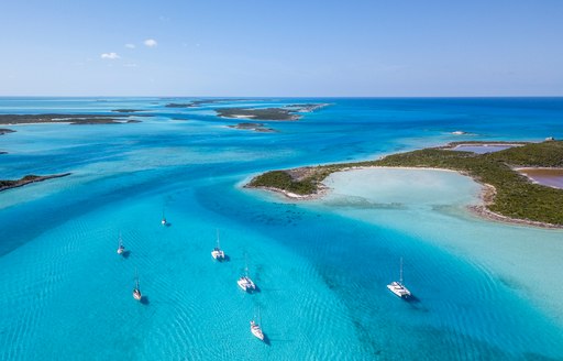 little boats close to the exumas land and sea park