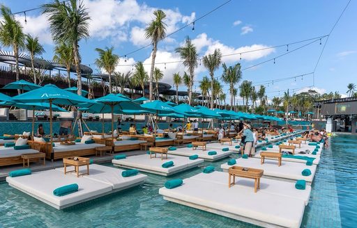 Atlas Beach Club Bali pool, loungers