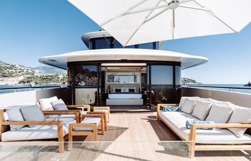 Charter yacht LA LA LAND sun deck and seating