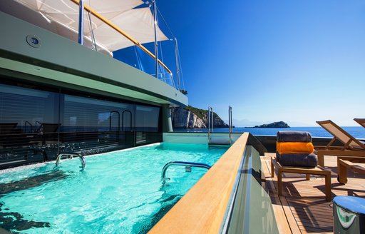 Swimming pool onboard charter yacht MOKA