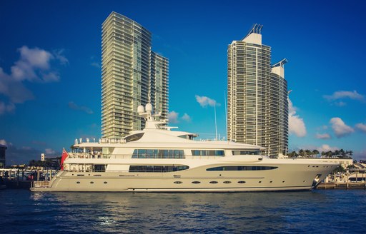 superyacht cruising Miami's waterways ahead of Art Basel Miami