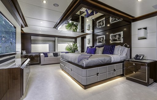 sophisticated master suite on board luxury yacht King Baby 