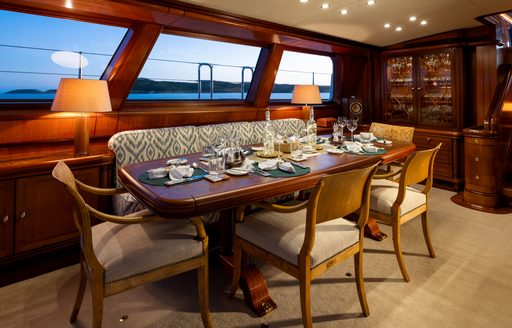 Sailing yacht charter HYPERION interior dining table