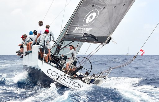 Sailors in St Barts on board charter yacht navigating the waters