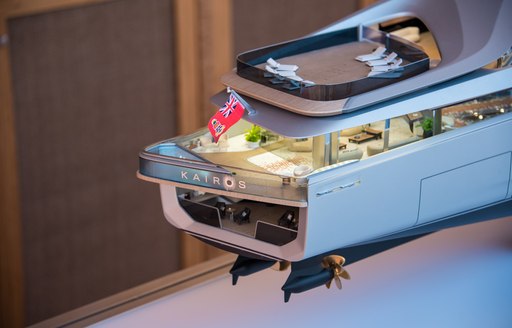 A model of a yacht project in an exhibition at the Monaco Yacht Show