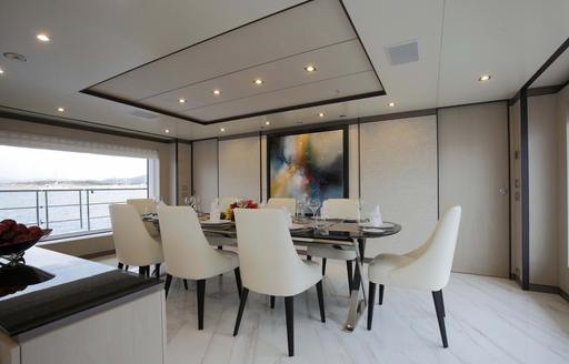 Charter yacht WILLOW interior dining area
