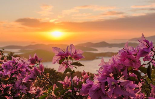 British Virgin islands in the Caribbean at sunset