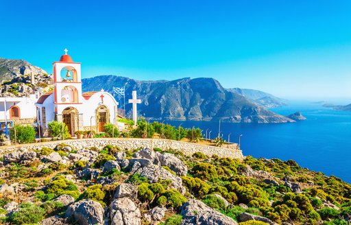 Greek church overlooking the sea