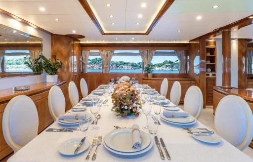 Charter yacht LADY G II interior dining area