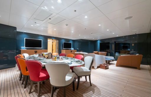 Charter yacht LA DATCHA interior dining area
