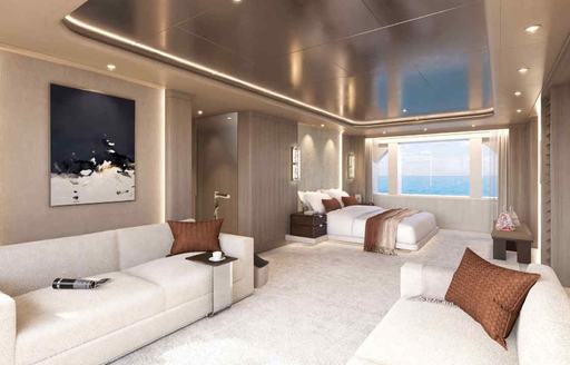 Charter yacht ALVA master cabin lounge area