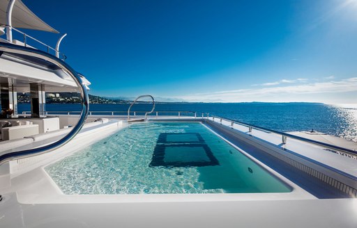 luxury pool with glass segments on superyacht lady jorgia