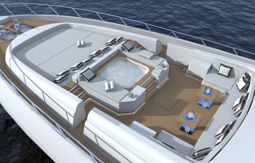 Forward lounge and Jacuzzi of yacht AAA