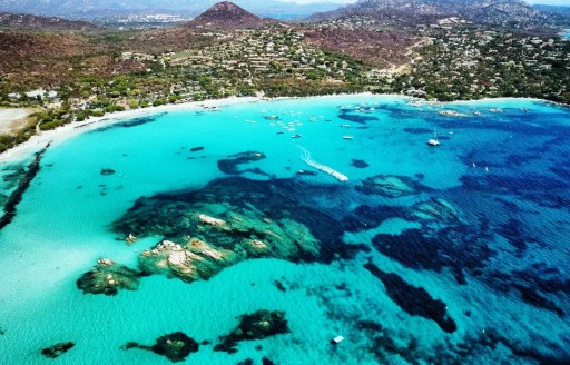 Plage de Santa Giulia Porto Vecchio aerial view