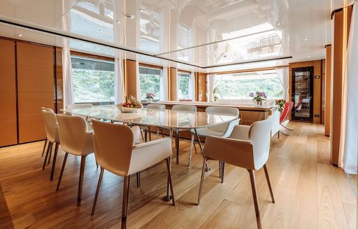 Charter yacht EROLIA interior dining area
