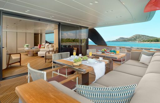 Charter yacht AZZURRI exteriors and dining area