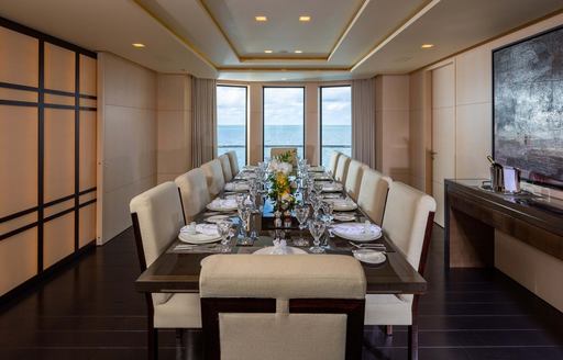 Charter yacht SIREN interior dining area