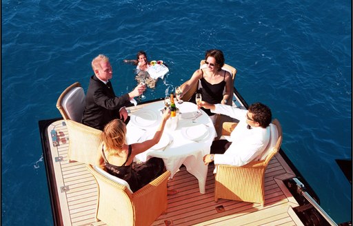 Swim platform on board charter yacht PARSIFAL III