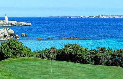 Hole overlooking the ocean on Golf de Sperone, Corsica