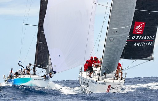 Two charter yachts on the water at Les Voiles de Saint Barth