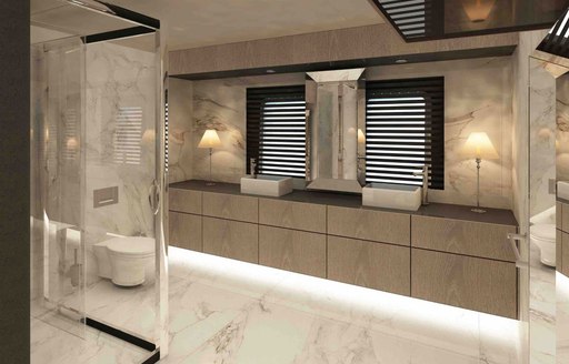 marble en suite bathroom aboard superyacht All About You