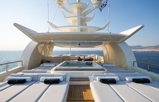 The upper deck of charter yacht O'Pari 3