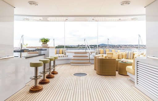 Lady sheridan motor yacht bar on the sundeck