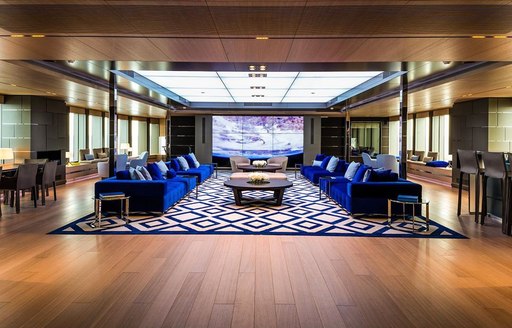 Main salon on board charter yacht BOLD