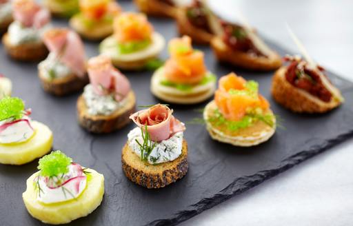 A slate tray of canapes