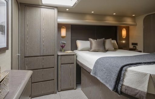 A guest cabin on board superyacht 'Ata Rangi'