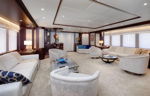 Charter yacht AKIRA ONE main salon lounge area