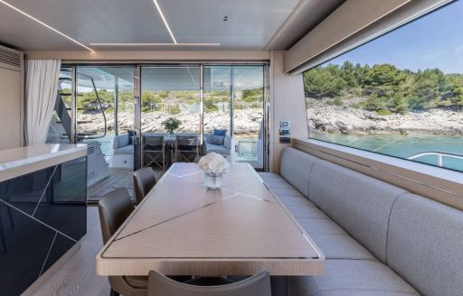 Luxury yacht charter ASCEND interior dining area