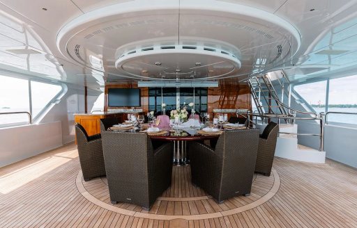 Charter yacht REMEMBER WHEN exterior dining area