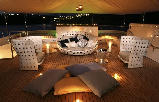 luxury motor yacht PEGASUS deck comfy seating area