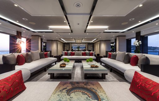 Main salon on board superyacht SAMURAI