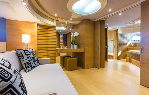 Interior detail of charter yacht AQUARELLA