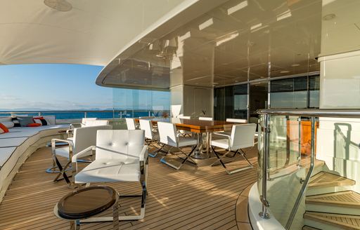 Charter yacht ROMA exterior seating area