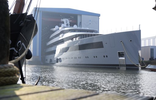 superyacht moonrise emerges from construction shed