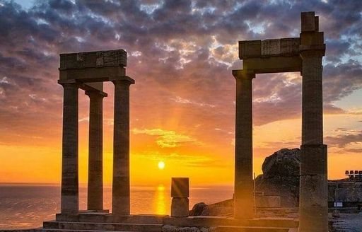 Lindos Acropolis Rhodes sunset