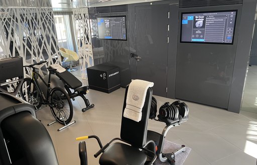 Gym on board charter yacht STELLA MARIS