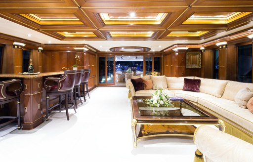 Interiors of luxury yacht My Seanna