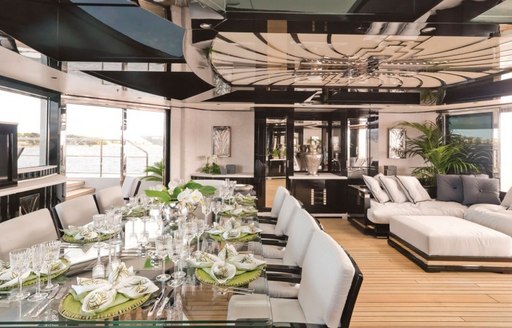 Alfresco dining on board charter yacht SILVER ANGEL