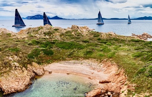 Sailing yachts during Loro piano regatta in Sardinia