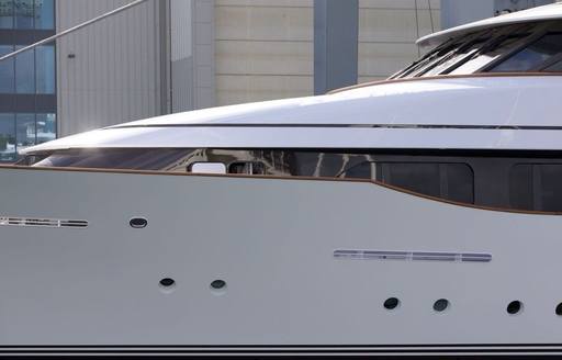 Close up of the superstructure of charter yacht SOLACE