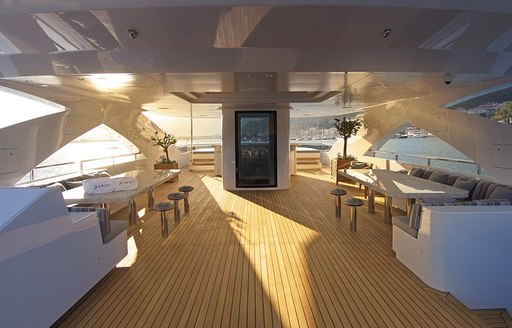 luxury yacht baba's sundeck dining area